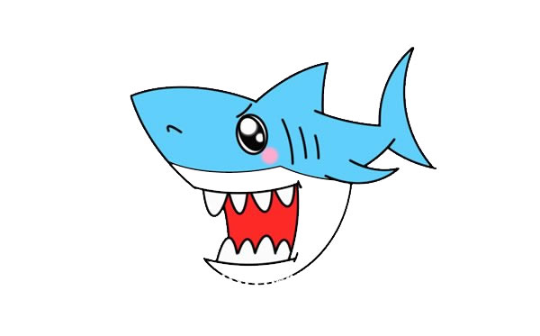 鲨鱼简笔画彩色