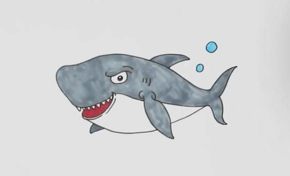 彩色鲨鱼简笔画 鲨鱼怎么画才可怕又凶猛又好看