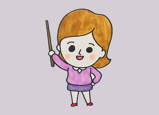 手绘上课的女老师画法步骤教程-黄鹤楼动漫动画制作设计公司