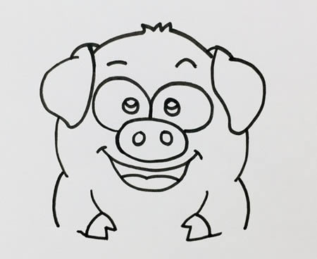 小猪怎么画简单又可爱步骤图-猪的简笔画