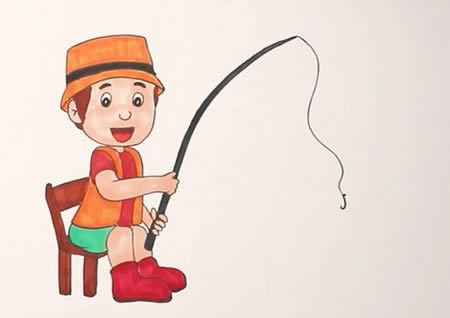 在钓鱼的男孩简笔画怎么画