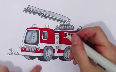 消防车怎么画简笔画步骤图解