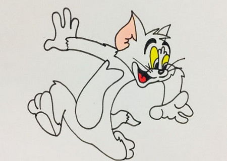汤姆猫简笔画步骤图 全身画法