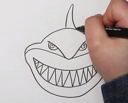 巨齿鲨简笔画怎么画简单霸气