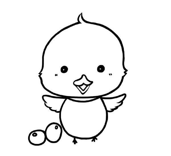 手绘萌萌鸡简笔画的画法步骤教程