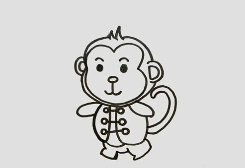 小猴子下山简笔画,简单好画的小猴子简笔画