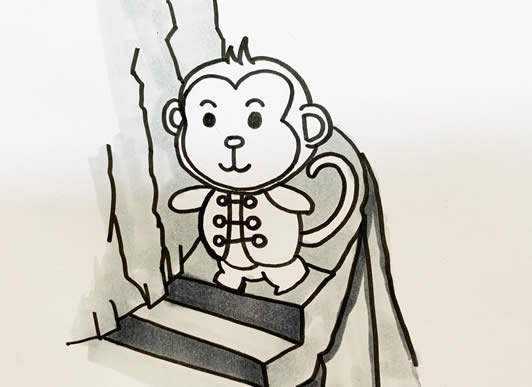 小猴子下山简笔画,简单好画的小猴子简笔画