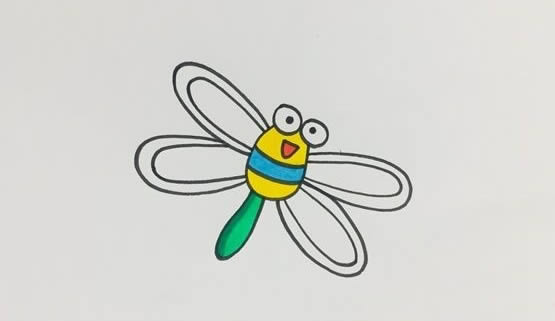 蜻蜓简笔画彩色_卡通蜻蜓简笔画怎么画简单又好看