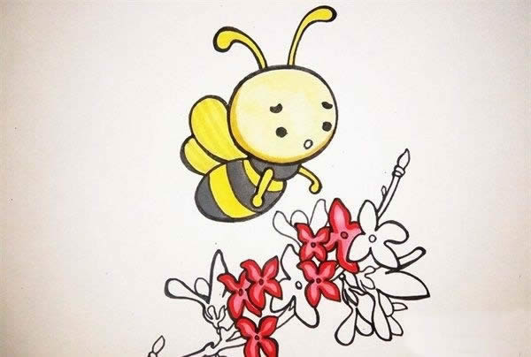 蜜蜂采蜜的简笔画_蜜蜂采蜜的简笔画怎么画