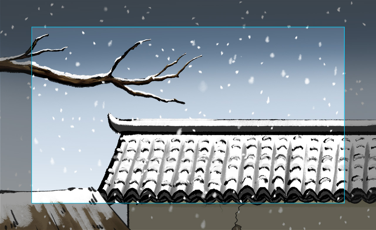外寒风凛冽，雪花飘飞，屋檐有厚厚的积雪.jpg